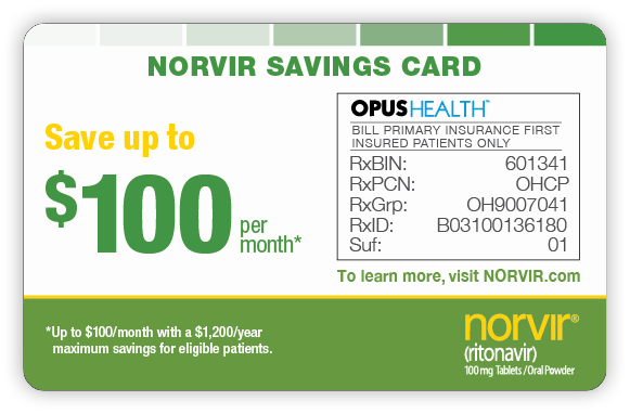 NORVIR Savings Card 2; Copay